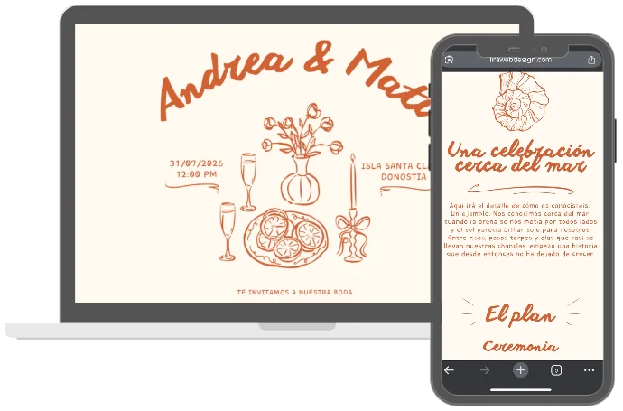 Web de boda Harea de Lira en ordenador y móvil